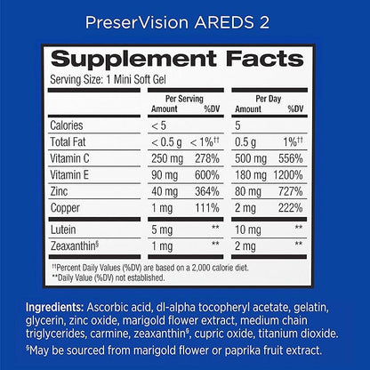 PreserVision AREDS 2 + Multivitamin 2-in-1 Eye Contains Vitamin C, E & Zinc Softgels Packaging May Vary, 100 Count