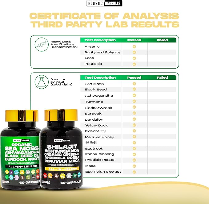 Premium Combo Bundle - Sea Moss 9000mg, Black Seed Oil 6000mg, Ashwagandha 3000mg, Shilajit 12000mg, Black Maca 4000mg, Beetroot 1000mg, All in 1 Supplements Pack