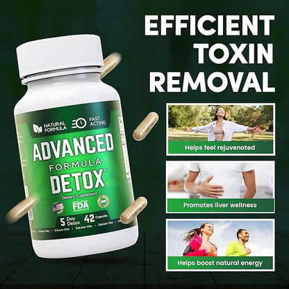 Advanced Detox Cleanse, Natural Detox & Cleanse with Milk Thistle, Licorice Powder, and More, Body Cleanse Detox for Women and Men, 42 Capsules