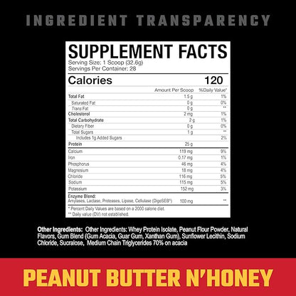 Axe & Sledge Supplements Farm Fed 100% Whey Protein Isolate with Digestive Enzymes (Peanut Butter N' Honey)