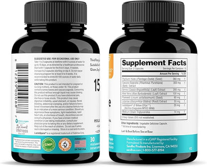 Sandhu's 15 Day Gut Cleanse Colon Detox for Women & Men| Supports Colon Cleansing & Digestive Health| Senna, Cascara Sagrada, Psyllium Husk & Probiotics| 30 Capsules Dietary Supplement,15 Days Supply