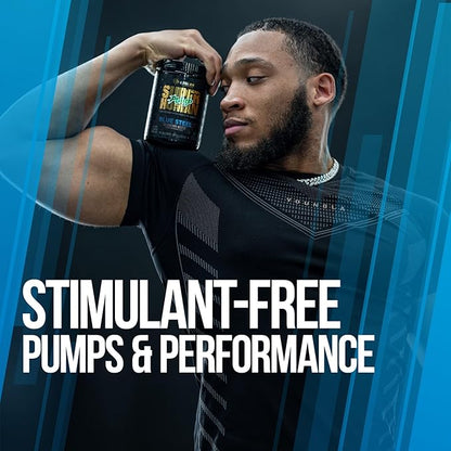 ALPHA LION Superhuman Pump Pre Workout Powder, Nootropic Caffeine & Stim Free Preworkout Supplement, Nitric Oxide Booster, Muscle Gainer, Energy & Focus (42 Servings, Blueberry Steel Flavor)