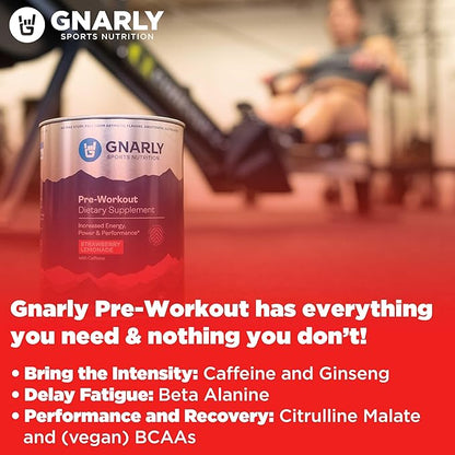 Gnarly Nutrition Natural Pre-Workout Powder - Endurance & Recovery, NSF Contents Certified, Vegan Pre Workout Wellness, Sports Nutrition - Mango, Caffeine 14.82oz