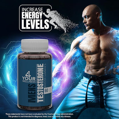 4YWN Testosterone Booster Gummies Supplement for Men, Boosting Muscle Growth, Stamina and Performance with Tongkat Ali, Horny Goat Weed, Tribulus Terrestris, Fenugreek, & Maca (60 Count (Pack of 1))