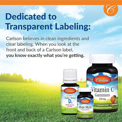 Carlson - Chelated Cal-Mag, 2:1 Calcium to Magnesium Ratio, Bone Support, Muscle Function & Energy Production, 180 Tablets