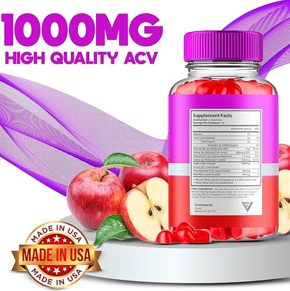 ACV Keto Gummies Advanced Weight Management Formula, ACV Keto Gummy + 1000mg Apple Cider Vinegar Detox Cleanse Support Supplement Women Men, Keto ACV Plus Vitamin B6 and B12 Gummies (60 Gummies)