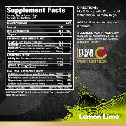 ALLMAX Nutrition - CARBION+ Workout Hydration Supplement Powder with Electrolytes, Supports Endurance, Recovery, and Exercise Performance, Gluten Free and Vegan, Lemon Lime, 25 Servings