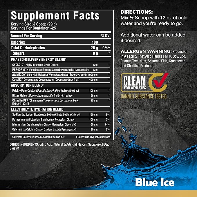 ALLMAX Nutrition - CARBION+ Workout Hydration Supplement Powder with Electrolytes, Supports Endurance, Recovery, and Exercise Performance, Gluten Free and Vegan, Blue Ice, 25 Servings