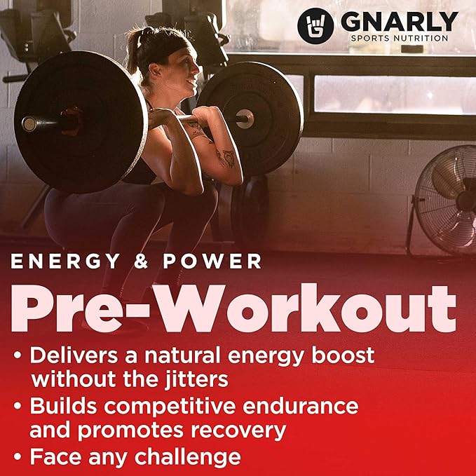 Gnarly Nutrition Natural Pre-Workout Powder - Endurance & Recovery, NSF Contents Certified, Vegan Pre Workout Wellness, Sports Nutrition - Mango, Caffeine 14.82oz