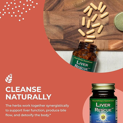 HealthForce SuperFoods Liver Rescue - Natural Liver Cleanse - Liver Health Formula with Milk Thistle & Dandelion Root - Gluten-Free & Vegan - 30 Capsules