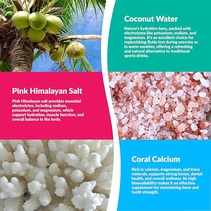 Reef Replenish Hydrating Electrolyte Drink Mix - Raspberry Lemonade, 30 Servings - Hydration Powder w/Coconut Water - Non-GMO, No Added Sugar, 5 Key Electrolytes + Vitamins, Natural Trace Minerals