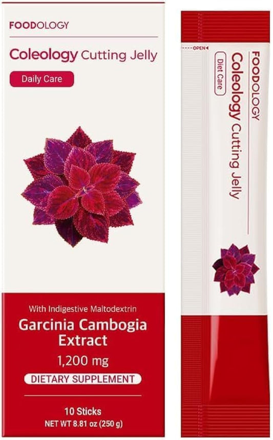 Foodology Coleology Cutting Jelly (10 Days) - Garcinia Cambogia (HCA) Jelly Sticks. Delicious Pomegranate Flavored. Chia Seeds, Collagen.